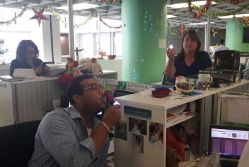 Simone's workmates celebrate the news of the birth of Ella-Marie at the same time that she was born!